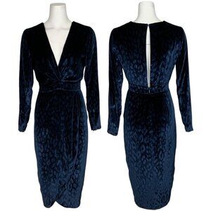 Gucci Leopard Print Velvet Dress 38 XS Prussian Blue